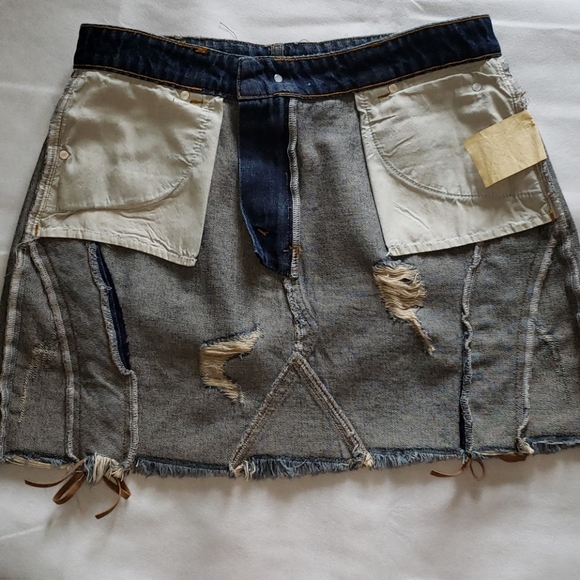 Isabel Hayley Denim Distressed Raw Hem Mini Skirt - Picture 13 of 15